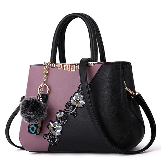 Elegant Embroidered Leather Messenger Bag for Women