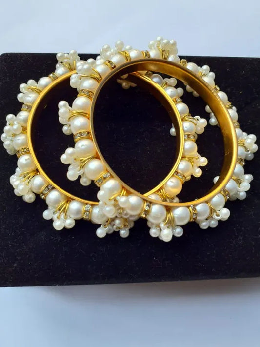 🌸 Stylish Gajra Pearl Kara Bangles for Women & Girls 💫 | Elegant Traditional Touch 🌸