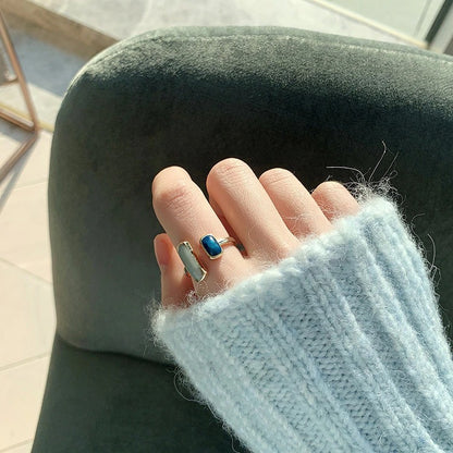 💍 Golden Ring with Blue Stone 💙 | Elegant Square Design for Girls ✨
