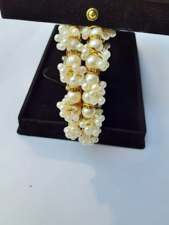 🌸 Stylish Gajra Pearl Kara Bangles for Women & Girls 💫 | Elegant Traditional Touch 🌸