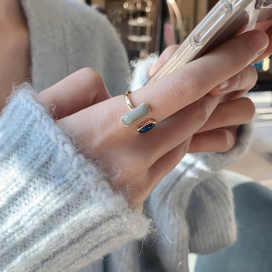 💍 Golden Ring with Blue Stone 💙 | Elegant Square Design for Girls ✨