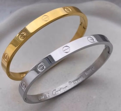 💎 Cartier-Style Silver Stainless Steel Bangle ✨ | Luxury Meets Elegance 💎