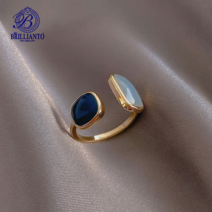 💍 Golden Ring with Blue Stone 💙 | Elegant Square Design for Girls ✨